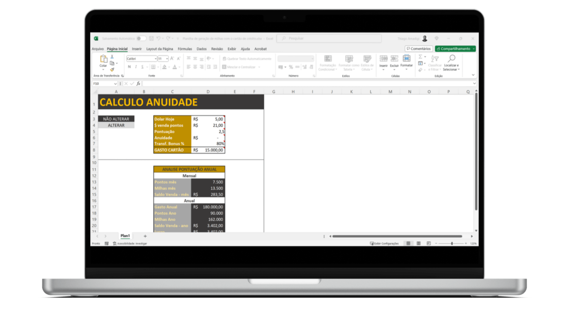 planilha geração de milhas com cartão de crédito